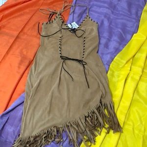 Fringe tan dress